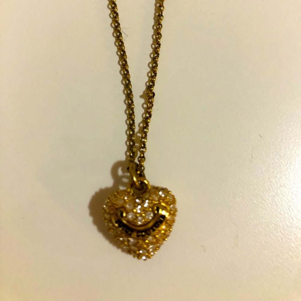 Juicy Couture Gold Rhinestone Heart Necklace